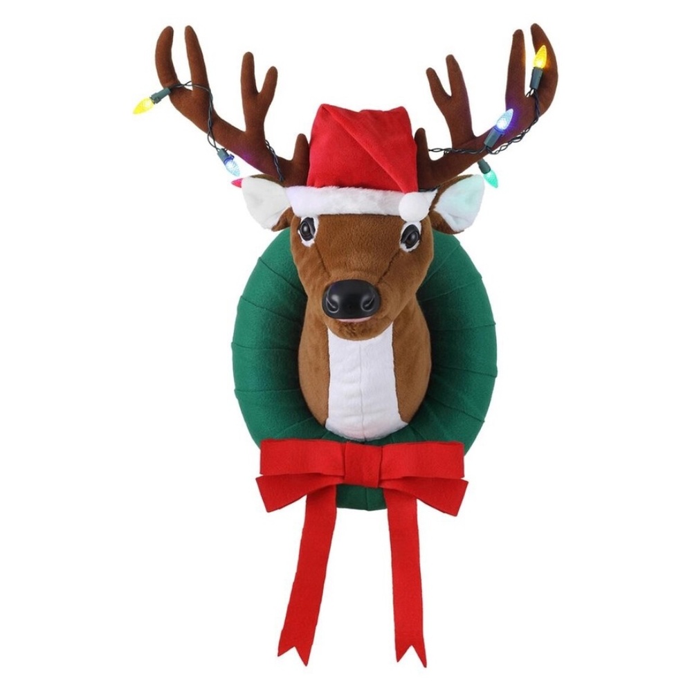 Mr Christmas Multicolored LED Animated Singing Plush Reindeer Wreath Brand New